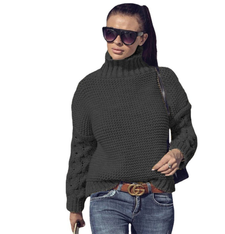 Dames pull à col roulé stylé avec motif en tricot Chic und Stil