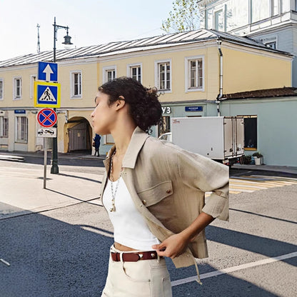 Ladies casual utility jacket with pockets Chic and Style