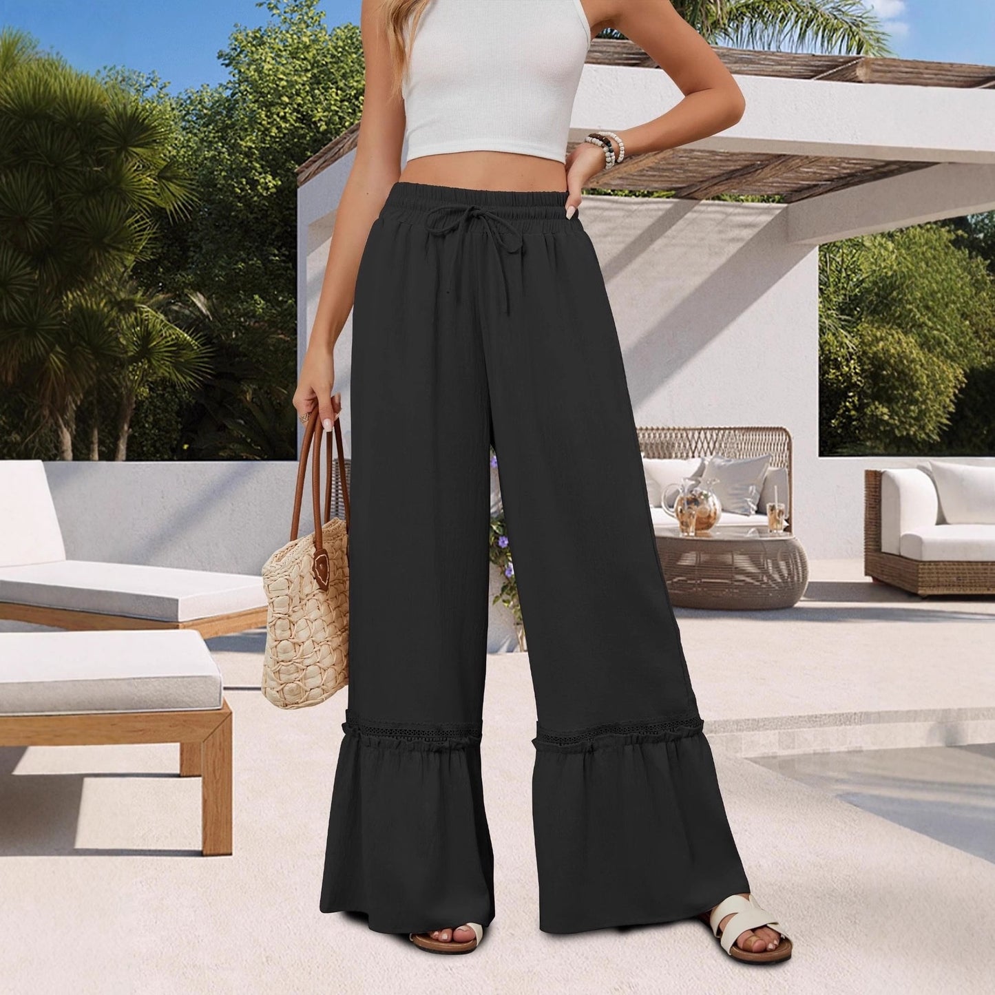 Chic and Stylish Soft Palazzo Pants for Women with Playful Hem