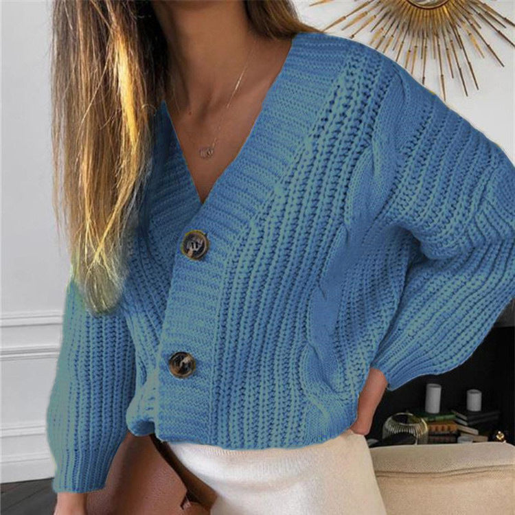 Dames Gros Tricot Cardigan avec Décolleté en V Généreux et Boutons Décoratifs Chic und Stil