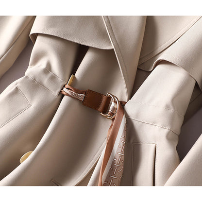 Manteau trench superposé élégant ceinturé pour femmes Chic und Stil