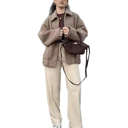 Dames confortable veste oversize en matériau teddy de haute qualité Chic und Stil