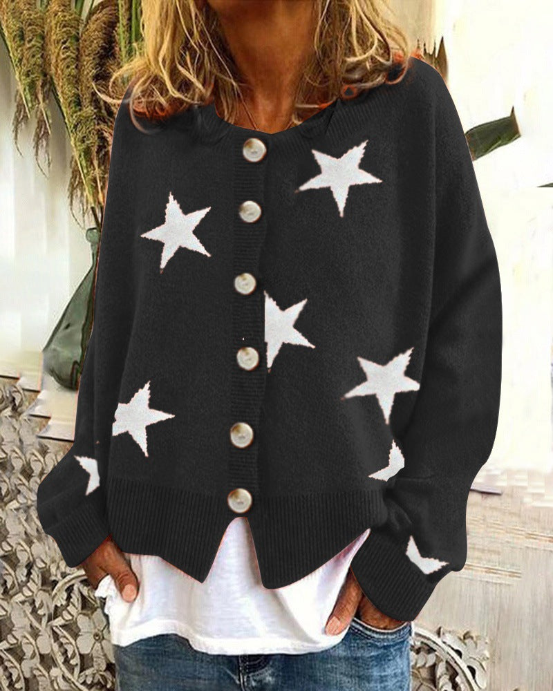 Knitted jacket for women with star pattern Chic und Stil