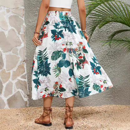 Jupe maxi pour femmes avec un mélange de motifs floraux et une taille élastique Chic und Stil