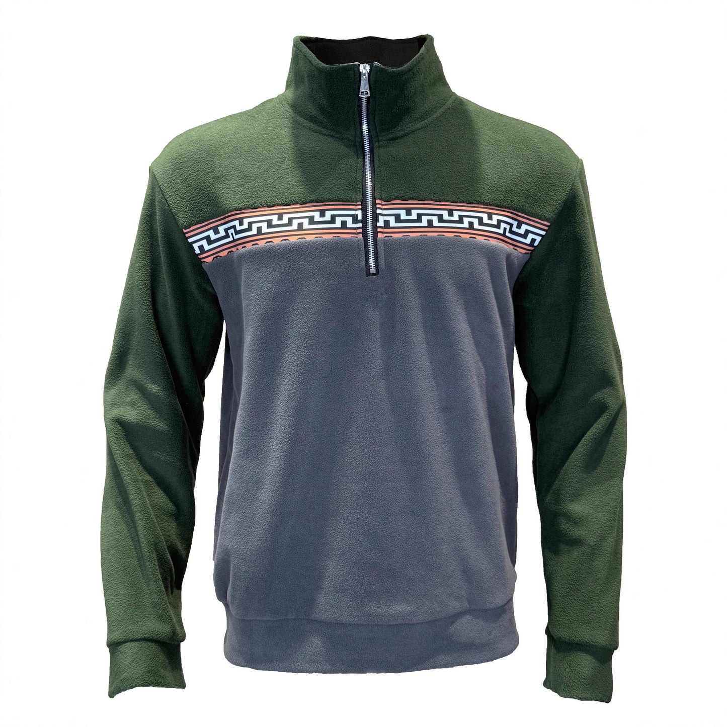 Men's fleece pullover with stylish high neck and contrasting pattern Chic und Stil