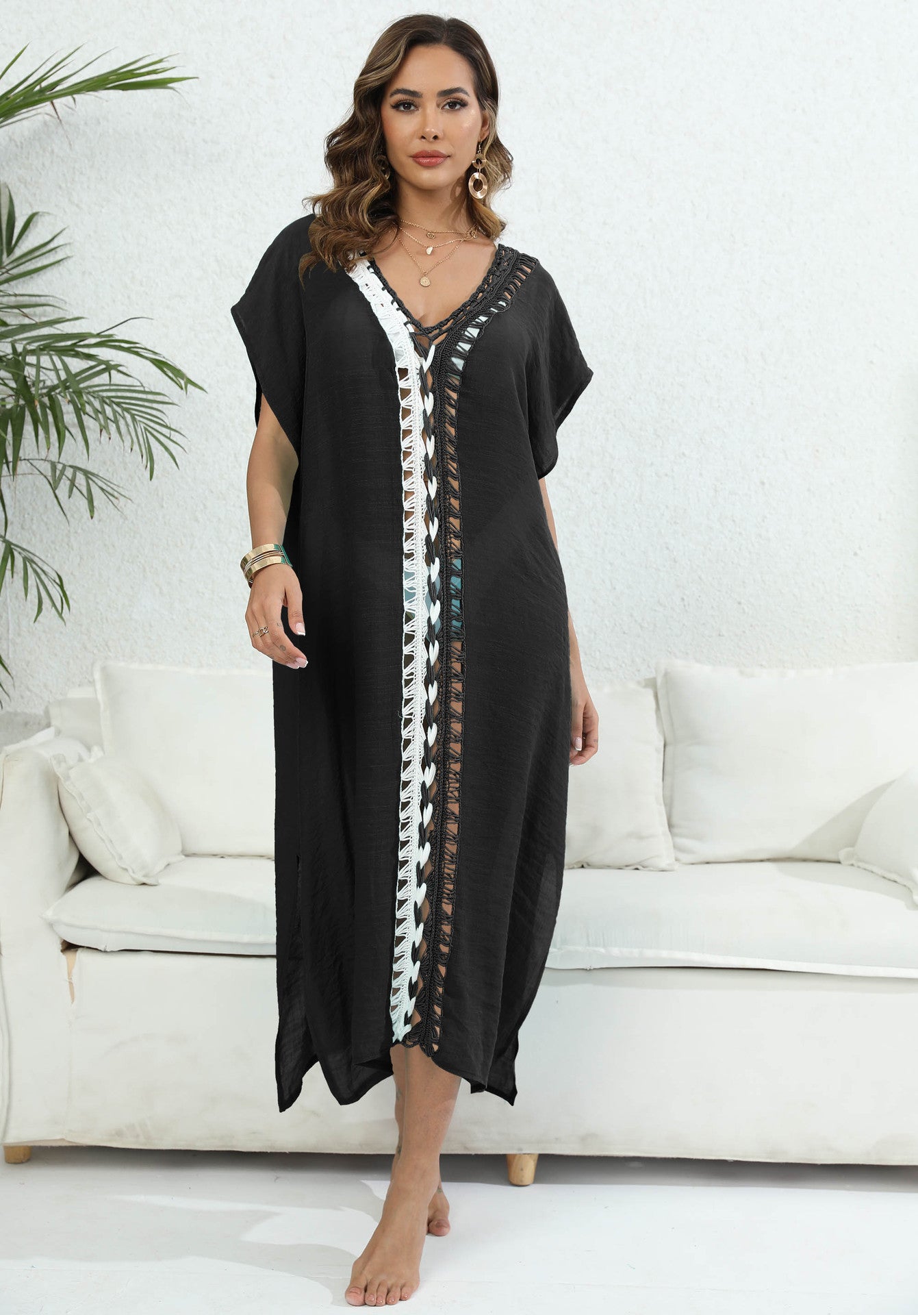 Dames élégant Kaftan robe de plage Chic und Stil