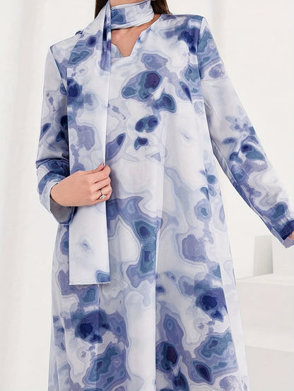 Robe maxi femme avec motif artistique et col montant élégant Chic und Stil
