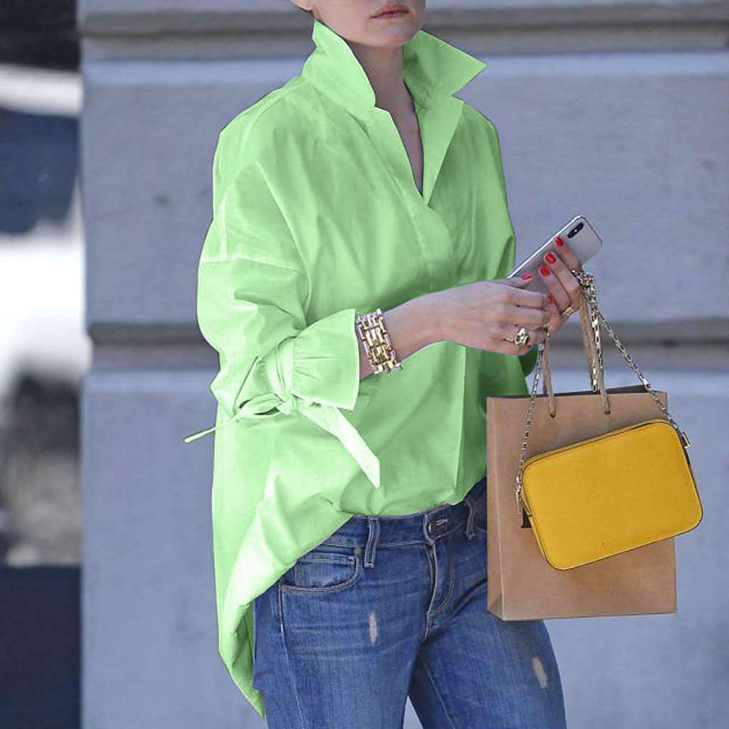 Blouse pour dames à col haut et ourlet asymétrique Chic und Stil