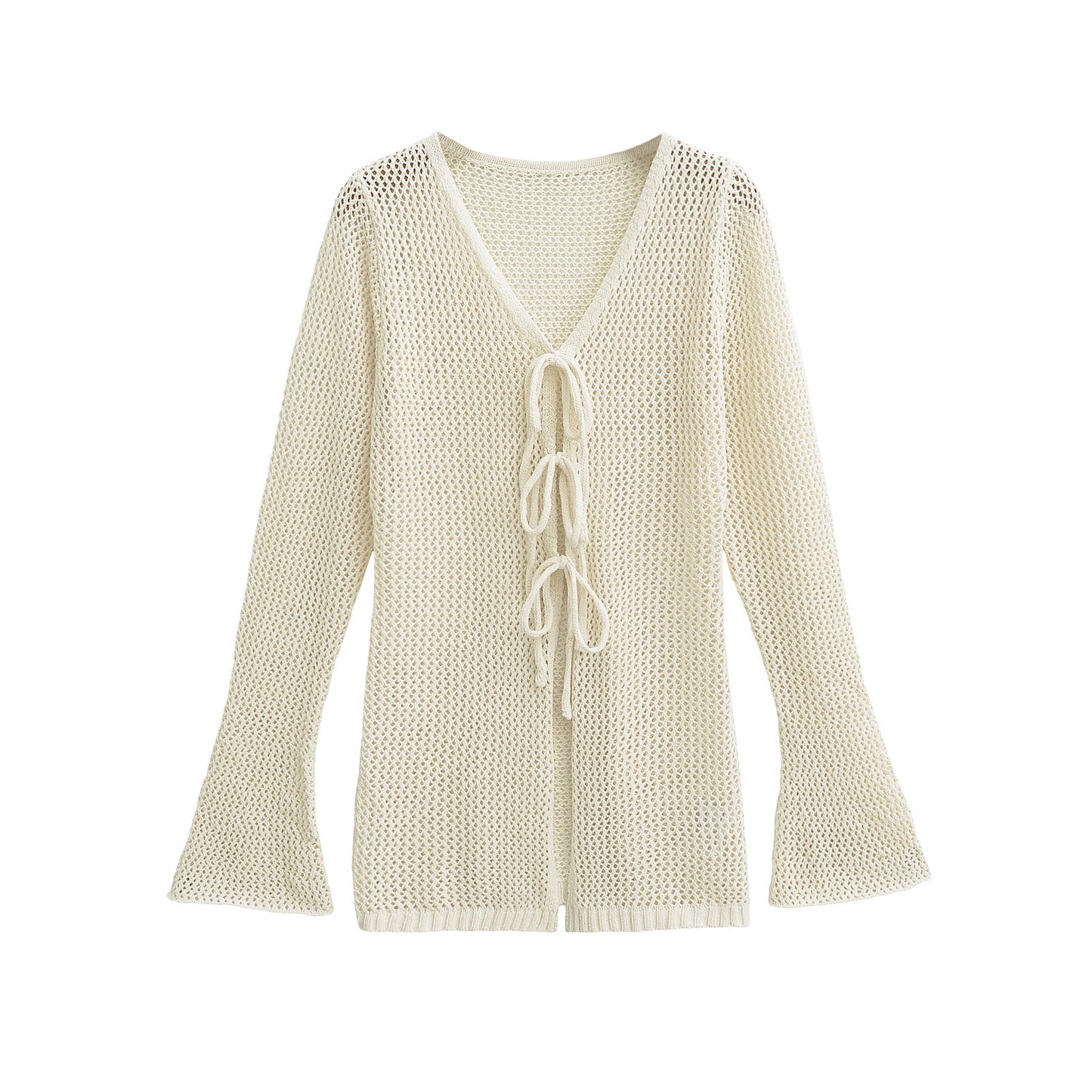 Pull en maille pour femmes avec décolleté en V et lacets Chic und Stil