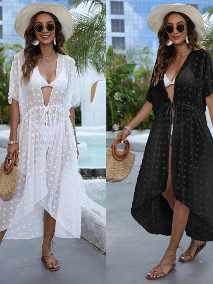 Dames Élégante Peignoir de Bain à Pois Chic und Stil