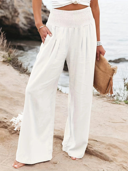 Pantalon d'été ample pour femmes avec taille élastique et élégant drapé Chic und Stil