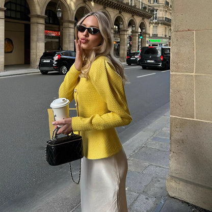 Dames Élégante Veste Cintrée avec Détail de Bouton Chic und Stil