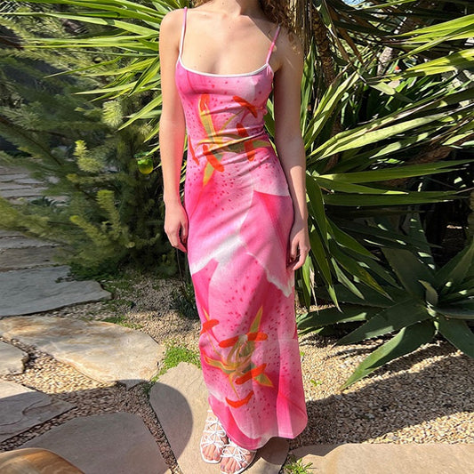 Robe maxi à bretelles spaghetti à motif floral Chic und Stil