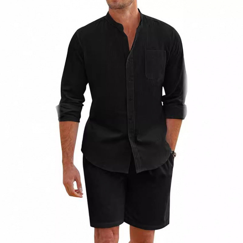 Chemise en lin légère pour hommes avec shorts assortis Chic und Stil