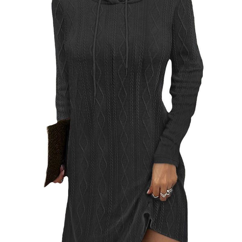 Robe à capuche pour femmes avec motif en tricot texturé Chic und Stil