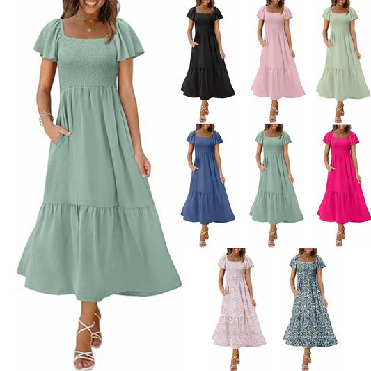 Robe maxi femme avec bretelles fines et volants volumineux Chic und Stil