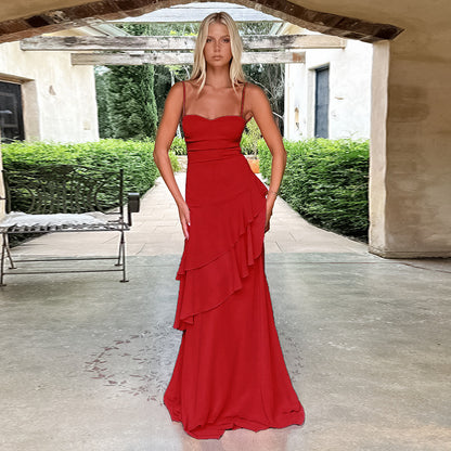 Robe maxi à volants romantique pour femmes Chic und Stil