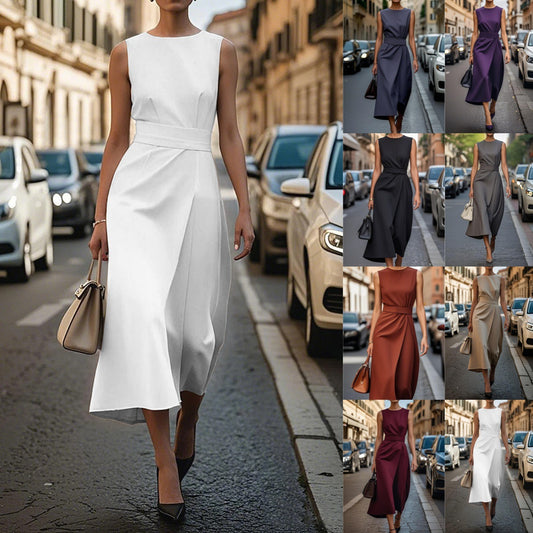 Robe maxi femme avec un design drapé élégant et une taille fine Chic und Stil