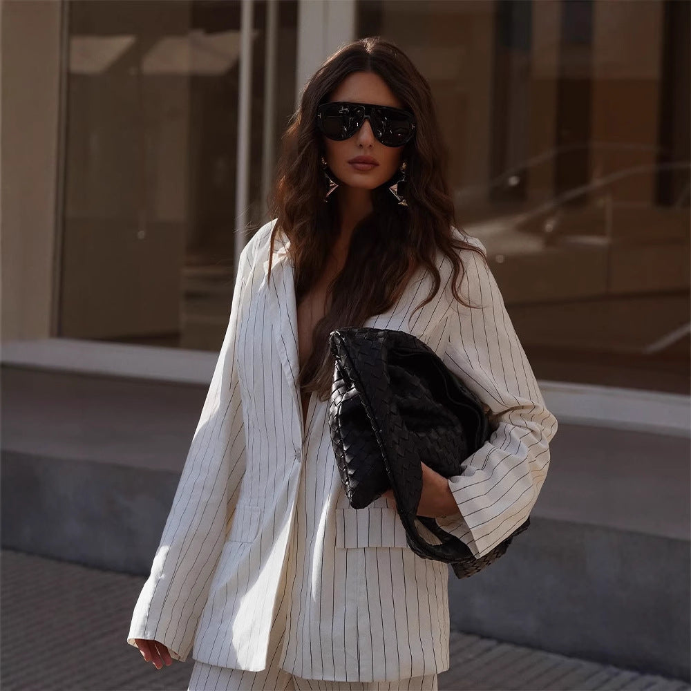 Dames ensemble élégant rayé Chic und Stil