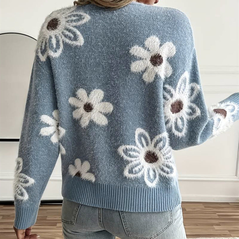 Cardigan féminin tendance avec des appliqués floraux Chic und Stil