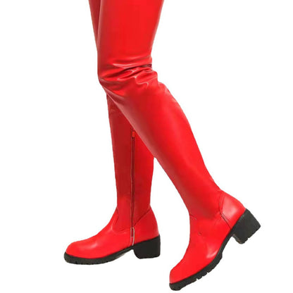 Bottes jusqu'au genou pour dames en cuir synthétique de haute qualité avec semelle antidérapante Chic und Stil