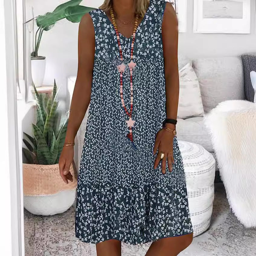 Robe maxi hippie pour femmes avec motifs floraux et détails en volants Chic und Stil