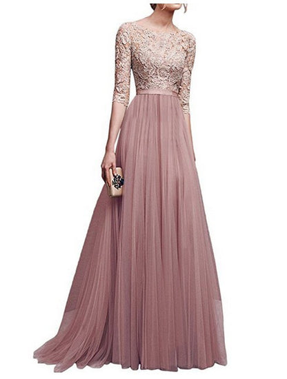 Robe de soirée élégante pour femmes avec dentelle de haute qualité et jupe fluide Chic und Still