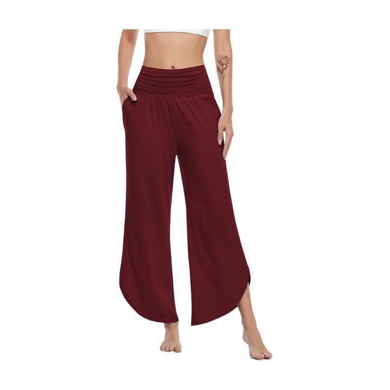 Wide Palazzo Pants for ladies with flexible waist and side slits Chic and Style