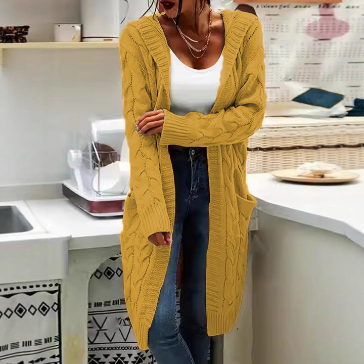 Dames gros tricot cardigan avec poches latérales et design en torsade structuré Chic und Stil