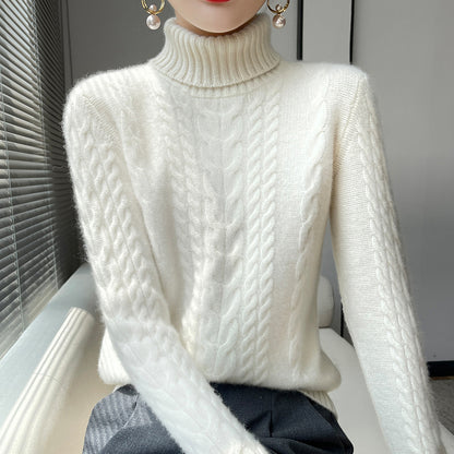 Pull en tricot haut à col montant pour femmes avec motif en relief et matériau doux Chic und Stil