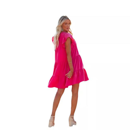Dames Robe Mini Flottante Échelonnée Chic und Stil