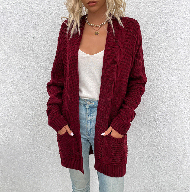 Cardigan en tricot épais pour femmes avec grandes poches et design structuré Chic und Stil