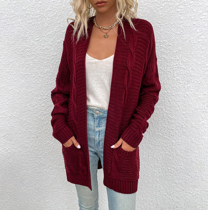 Cardigan en tricot épais pour femmes avec grandes poches et design structuré Chic und Stil