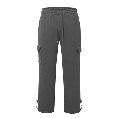 Chic and Style Men's Cargo Training Pants with Elastic Waistband and Side Pockets