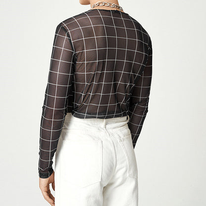 Haut en filet pour hommes avec un motif à carreaux moderne et un tissu respirant Chic und Stil