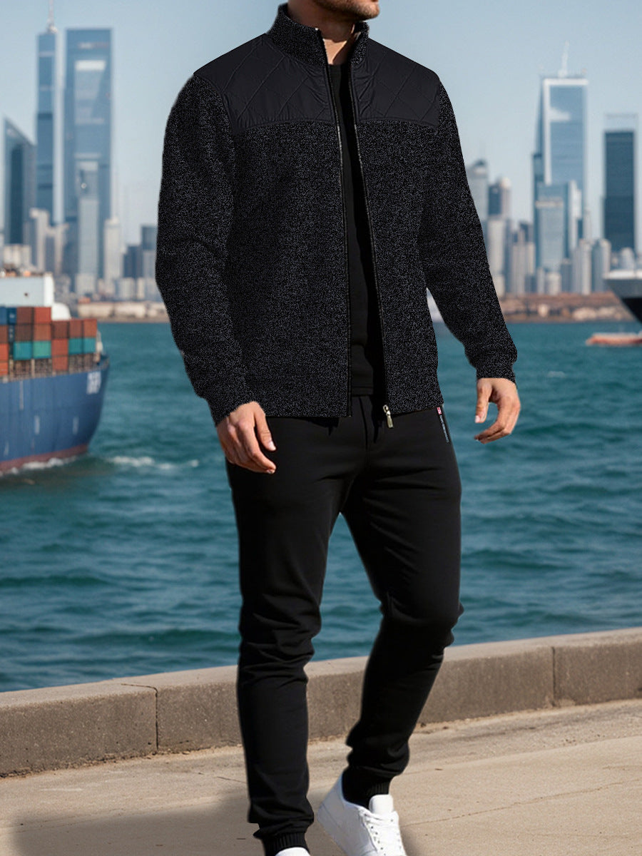Veste de sport pour hommes avec un motif à côtes horizontales et une zone d'épaule légèrement rembourrée Chic und Stil