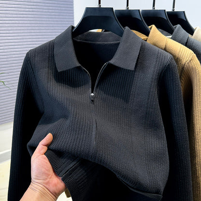 Pull femme avec fermeture éclair texturée et col classique Chic und Stil