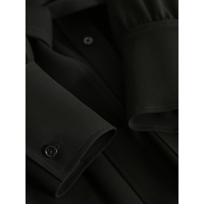 Robe chemise mi-longue élégante pour femmes avec ceinture à nouer Chic und Stil