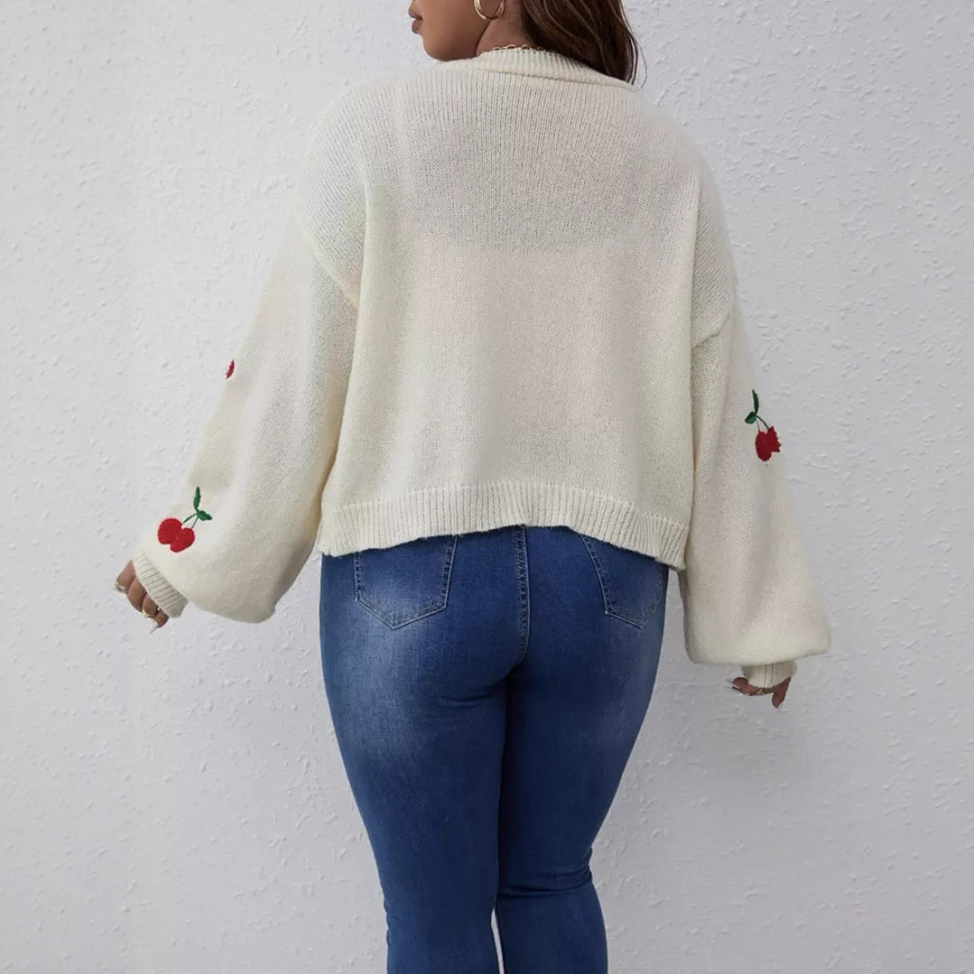 Dames Grand Cardigan avec motif cerise ludique Chic und Stil