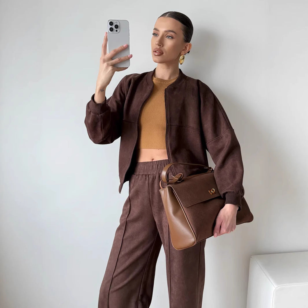 Women's sports set with short jacket and stylish pants Chic and Style