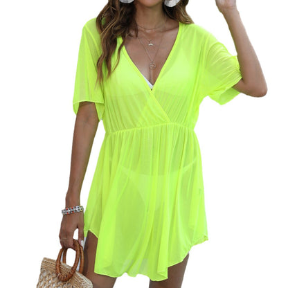 Dames Robe de Plage Transparentes à Décolleté en V Chic und Stil
