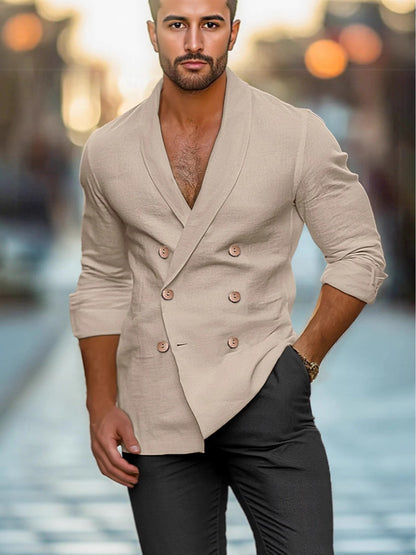 Blazer en lin élégant pour hommes avec coupe moderne et double boutonnage Chic und Stil