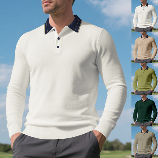 Polo pour homme à manches longues avec col élégant Chic und Stil