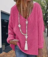 Femme pull en tricot avec décolleté en V et coupe décontractée Chic und Stil