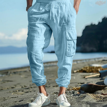 Casual cargo pants for men with elastic waistband and practical side pockets Chic and Style
