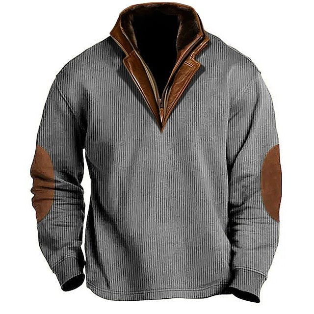 Pull en tricot pour hommes avec détails en cuir et col haut Chic und Stil