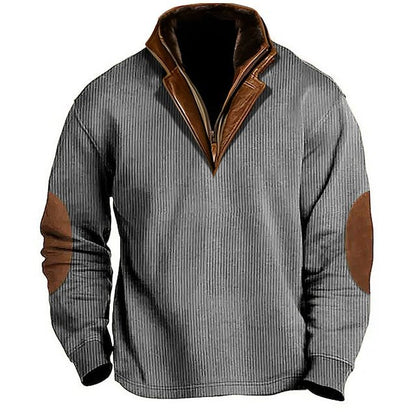 Pull en tricot pour hommes avec détails en cuir et col haut Chic und Stil
