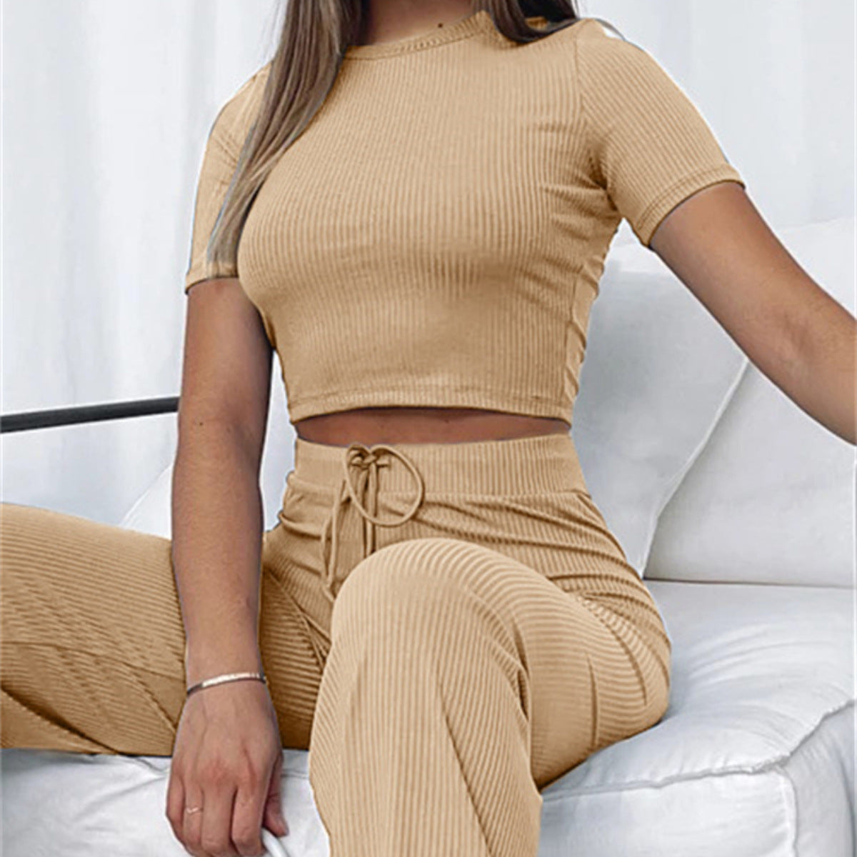 Chic and Stylish Women’s Crop Top and Flared Pants Set