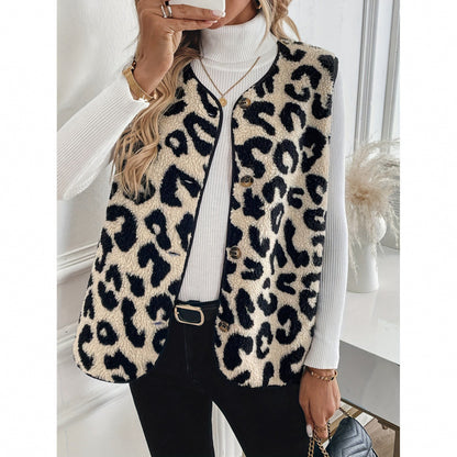 Dames Gilet Douillet avec Motif Léopard Chic und Stil