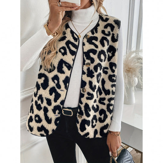 Dames Gilet Douillet avec Motif Léopard Chic und Stil